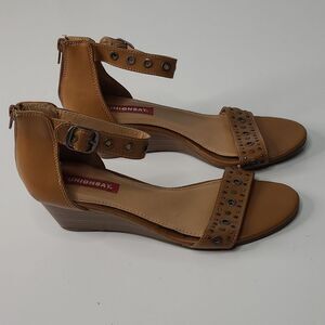 8 studded wedge heel strappy neutral studded tan brown sandals heels UNION BAY